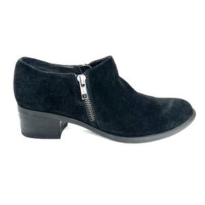 Blondo Women Size 9 black Suede Waterproof Block Heel Bootie Double Zip Shoe